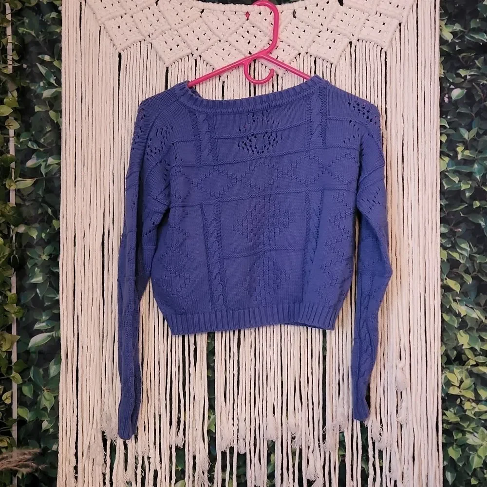 Blue/Purple Cropped Knitted Sweater
